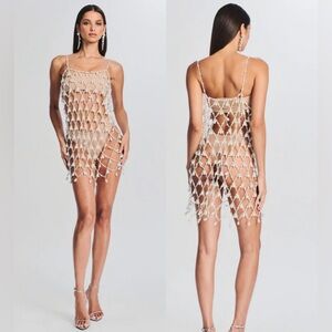Retrofete White and Silver Mesh Dress